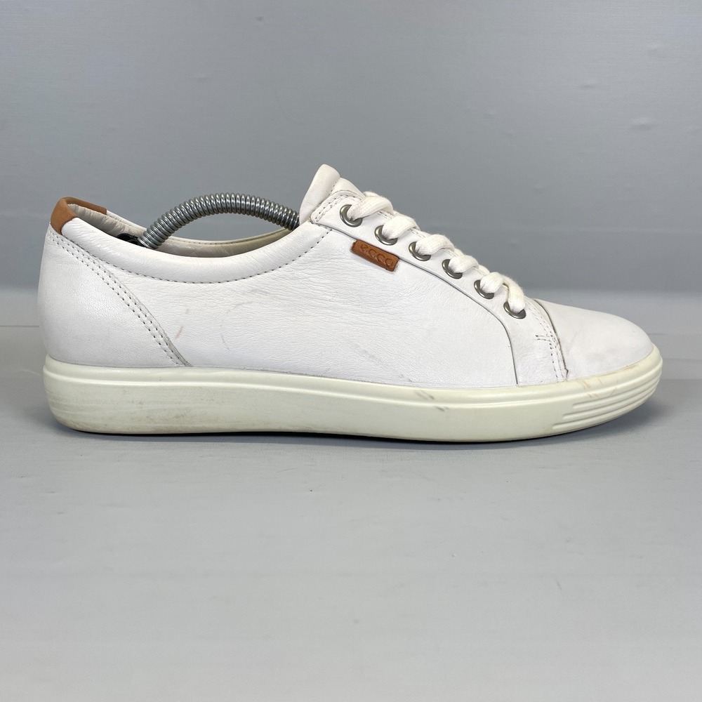 ECCO Soft 7 Shoes Womens Size 39 US 8 White Leather Lace Up Casual Sneakers